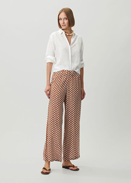 Nora Tan Ecru Patterned Trousers