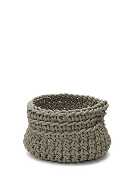 Cilindro Gri Örgü Dokulu Sepet