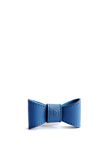 Blue Leather Dog Bow Tie