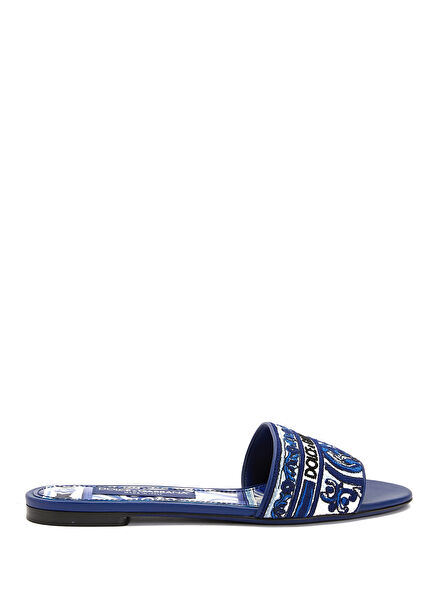 Blue Logo Embroidered Women's Slippers