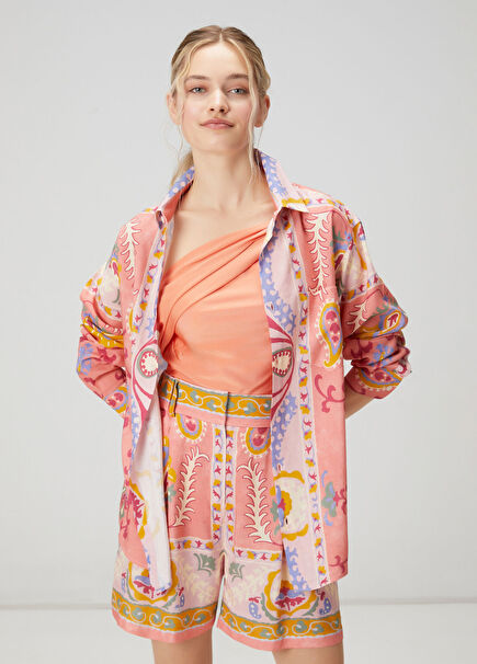 Pink Paisley Patterned Shirt