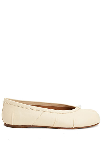 Tabi White Leather Ballet Flats