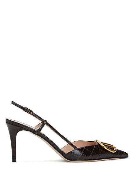 VLogo Brown Patent Leather High Heels