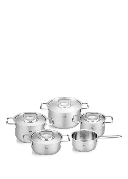 Pure Collection Metal Kapaklı 9 Parça Çelik Tencere Seti