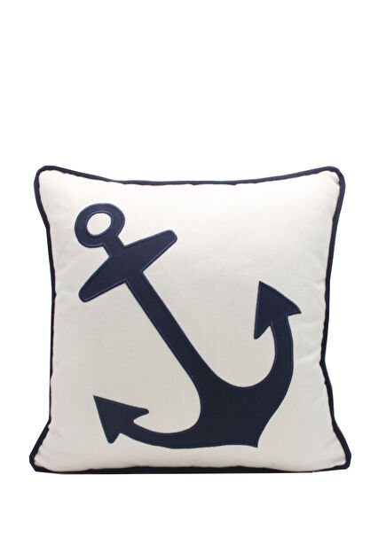 Sunbrella Navy Blue White 45x45 Decorative Pillow