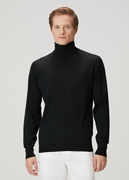 Cherwell Siyah Balıkçı Yaka Yün Kazak