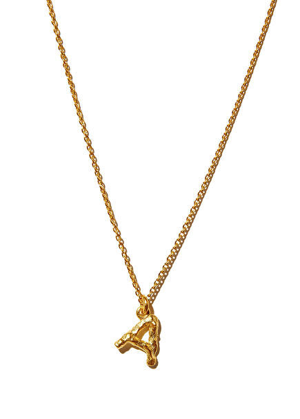 Alphabet Pendant Letter Medium A Harfi Detaylı 14 Ayar Altın Kadın Kolye