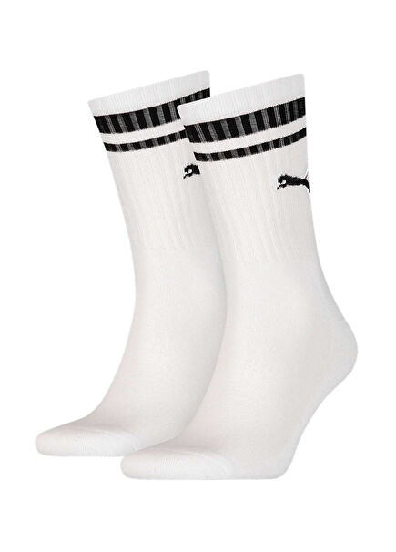 Crew Heritage White 2-Pack Striped Unisex Sports Socks