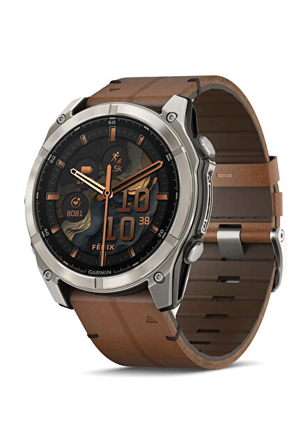 Fenix 8 Amoled Sapphire 51mm Gri Titanyum Deri Kayışlı Akıllı Saat