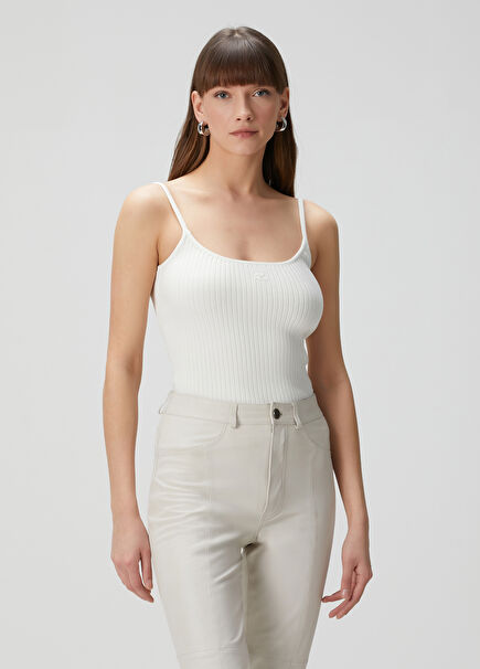 White Rib Knit Tank Top