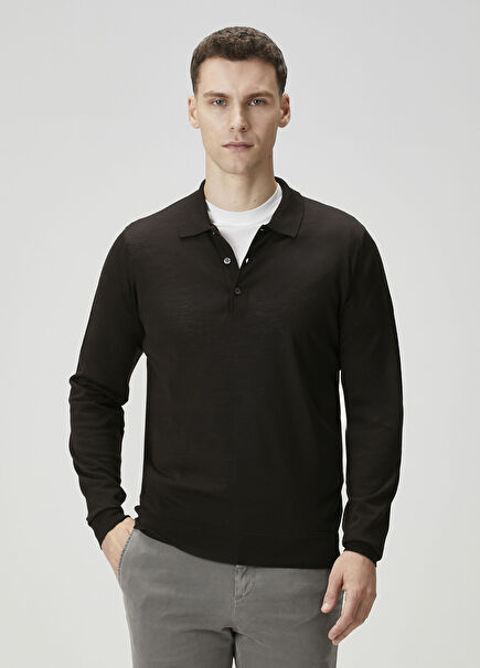 Belpe Brown Polo Wool Sweater