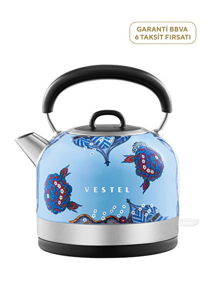 Aslı Filinta Retro Dream Blue Tile Kettle 1.7 Lt