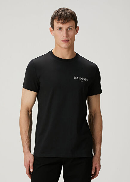 Siyah Logo Nakışlı T-shirt