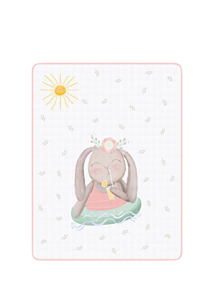 Loulou Organik Pamuk Biyeli Çift Taraflı Kız Bebek Müslin Battaniye