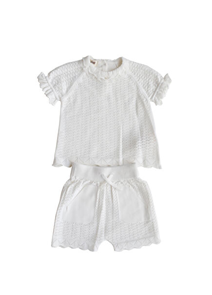 Beyaz 2li Kız Bebek Organik Pamuk Set
