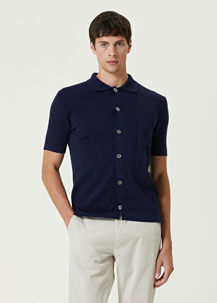 Farry Navy Blue Knit Shirt