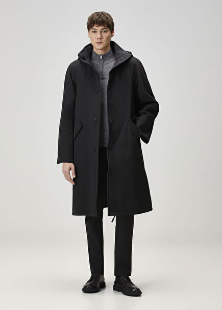 Siyah Kapüşonlu Parka