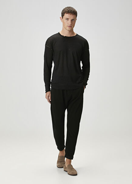 Black Waist Corded Jogger Pants