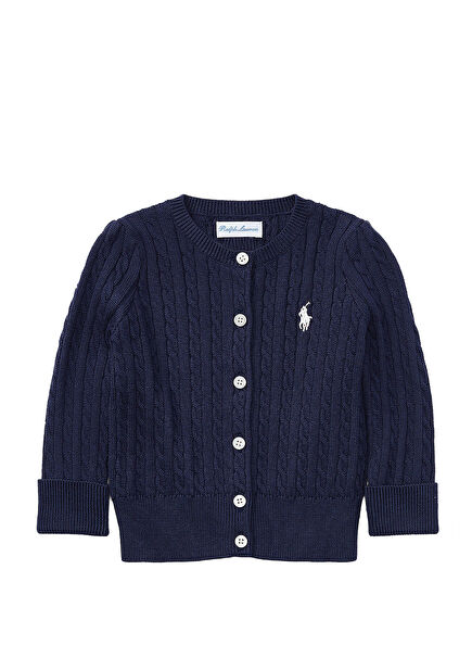 Dark Navy Braided Girls' Baby Knit Cardigan