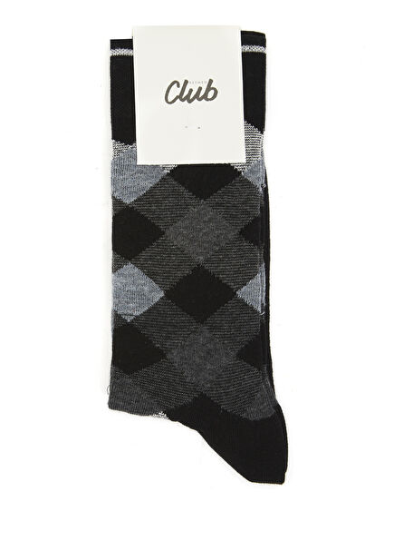 Navy Grey Diamond Jacquard Men's Socks