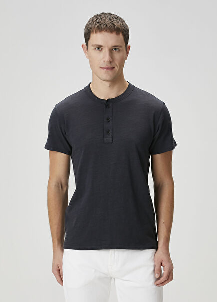 Henley Navy Blue T-Shirt