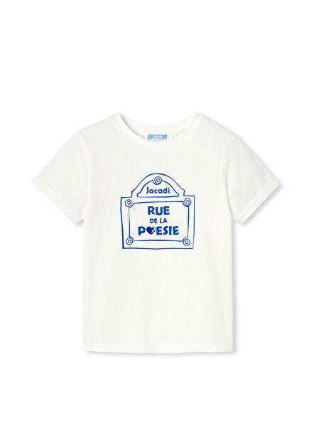 Beyaz Pamuklu Kısa Kollu Kız Çocuk T-Shirt