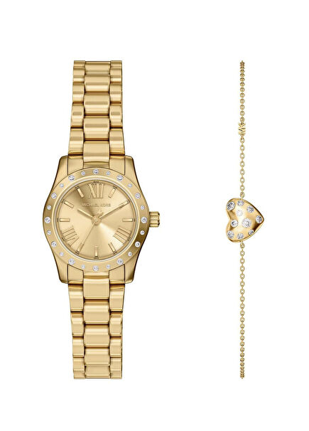 MK4992SET Gold Steel Women's Wristwatch and Gold Brass Bracelet Set
