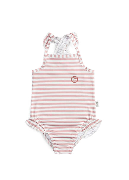 Line Pink Strap Girls' Swimsuit with UV Protection