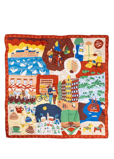 Stockholm Renkli Baskılı Modal Kadın Şal