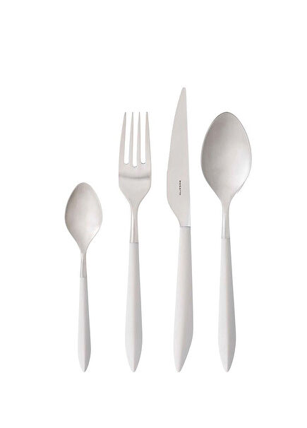 Ares Matte White 24 Piece Cutlery Set