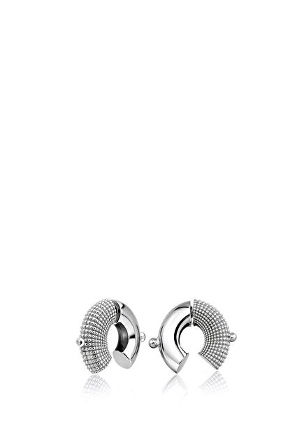 Bingo Ball Rhodium Plated Women's Hoop Earrings