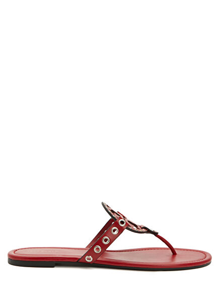 Miller Kırmızı Logo Detaylı Kadın Deri Terlik