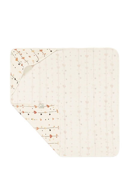 Heartline Krem Rengi %100 Pamuk Müslin Unisex Bebek Kurulanma Örtüsü