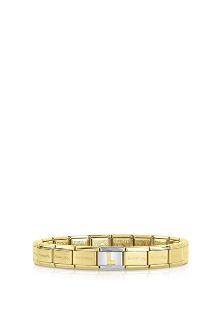 İtalyan Charm 18 Ayar Altın L Harfi Çelik Unisex Bileklik 