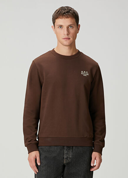 Kahverengi Logo Nakışlı Sweatshirt