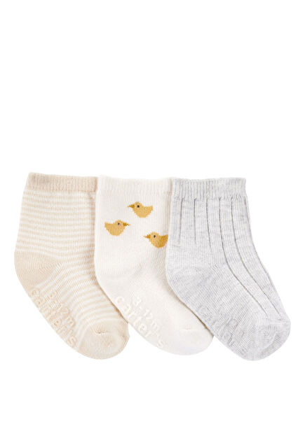 Colorful Patterned Unisex Baby 3-Pack Socks