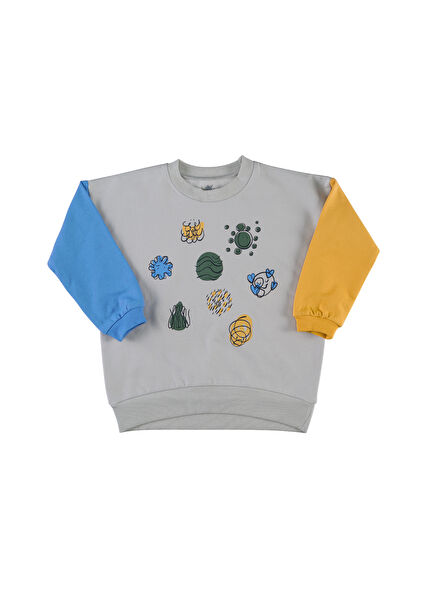 Grow Renkli Yuvarlak Yaka Unisex Çocuk Sweatshirt