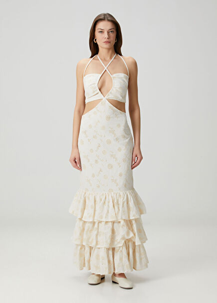 Ecru Floral Maxi Dress