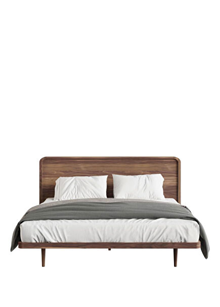 Pera Ceviz Ahşap Başlıklı Yatak Seti