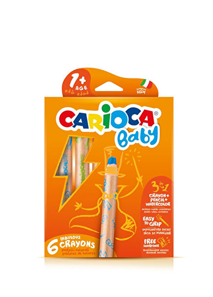 3 in 1 Jumbo Baby Wooden Body 6 Pack Crayons