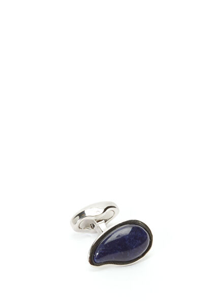 Navy Blue Silver Cufflinks