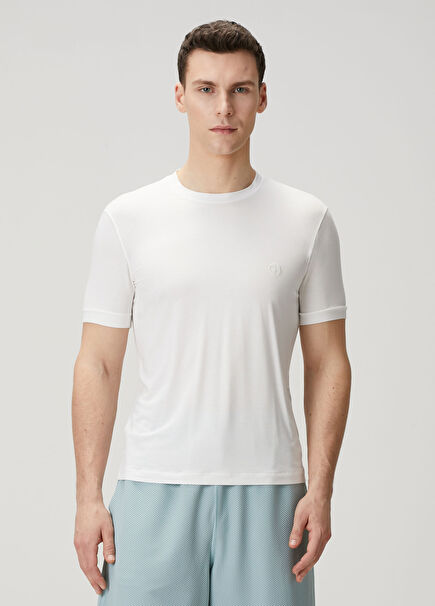 Beyaz Logo Nakışlı T-shirt