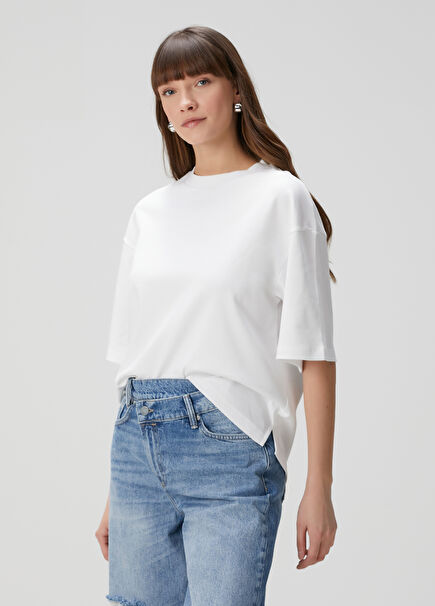 Amelie Beyaz Organik Pamuk Oversized T-shirt