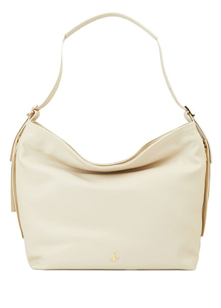 Women's Shoulder Bag With Beige Logo