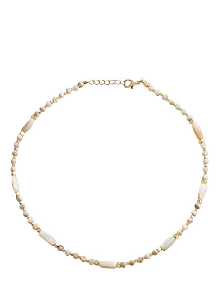 Milky Bead Gold Plated Women's Necklace