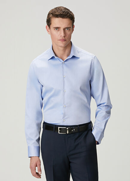 Comfort Fit Dark Blue Dobby Non-Iron Shirt