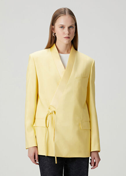 Sarı Kruvaze Kimono Blazer