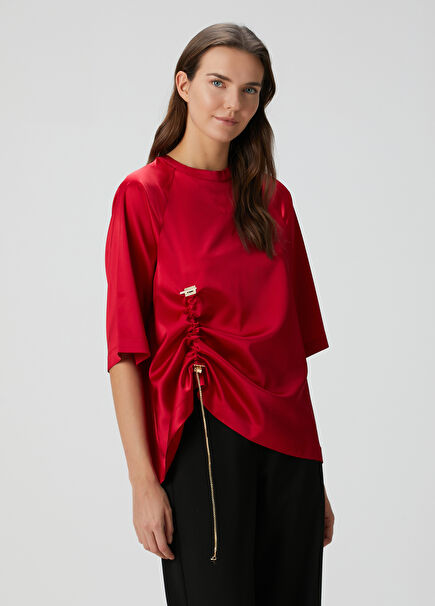 Sophia Red Satin Evening Blouse