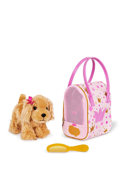 Pembe Çanta ve Cocker Spaniel Peluş Oyuncak 25x20 cm