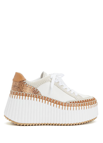 Nama Taba Beyaz Platformlu Kadın Deri Sneaker